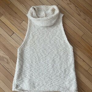 Anthropologie Pilcro Cozy Cream Sleeveless Turtleneck Sweater